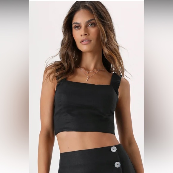NWOT LULUS Caught in Cannes Black Cutout Cropped Tank Top SZ Small - Picture 3 of 6